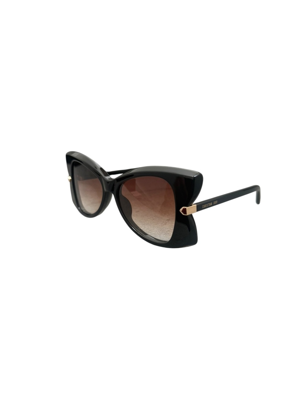 NWOT Dior Black Cat-Eye Sunglasses with Gradient Brown Lenses - Picture 5 of 10